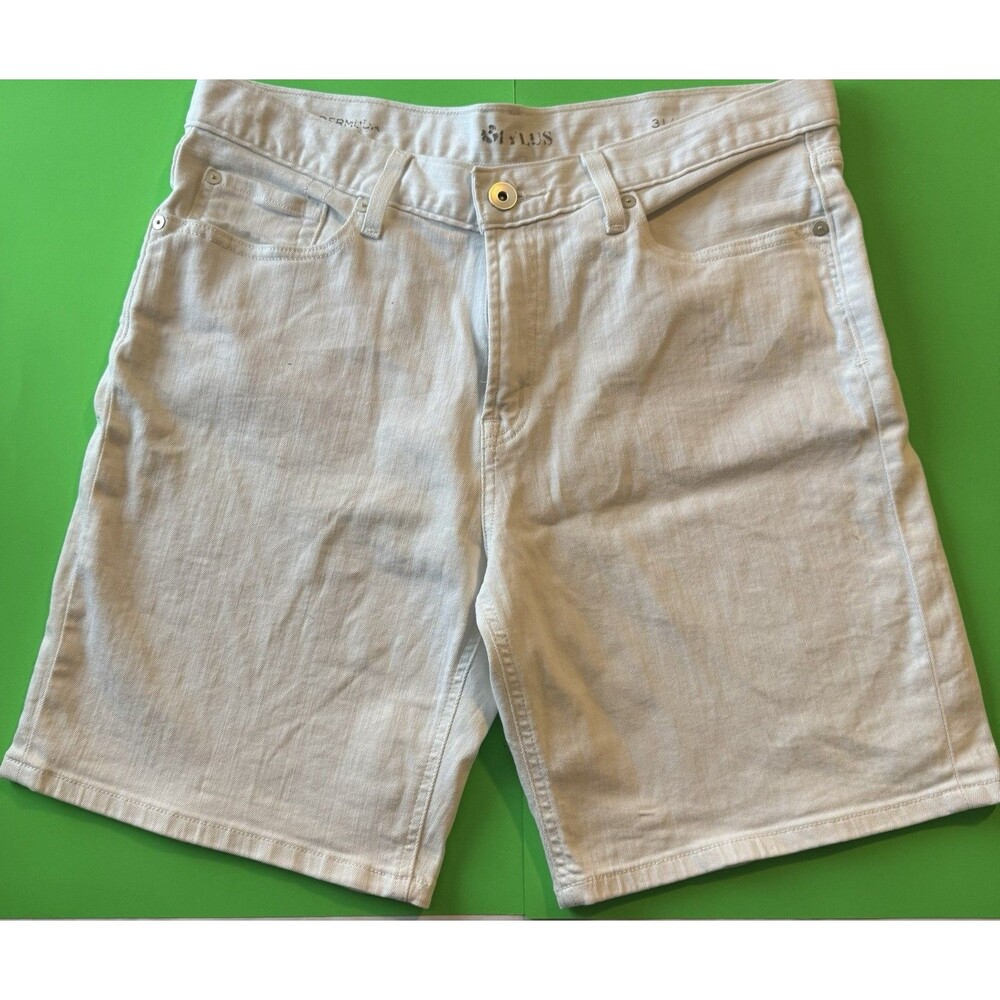 White Denim Bermuda Shorts Womens Size 31 High Rise Longline Jorts 5 Pocket